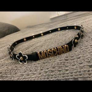 Moschino black floral belt